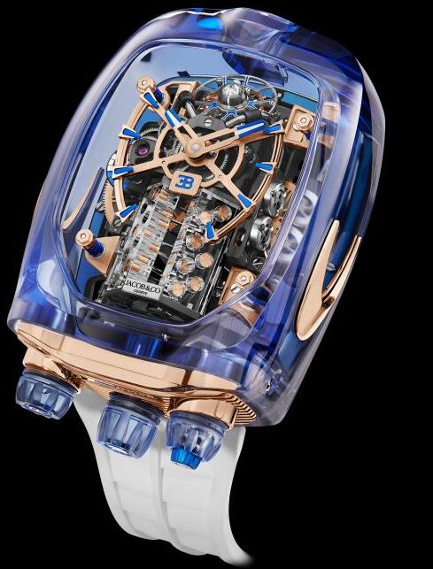 Jacob & Co Replica watch BUGATTI CHIRON BLUE SAPPHIRE CRYSTAL BU210.80.AH.UA.BBRUA